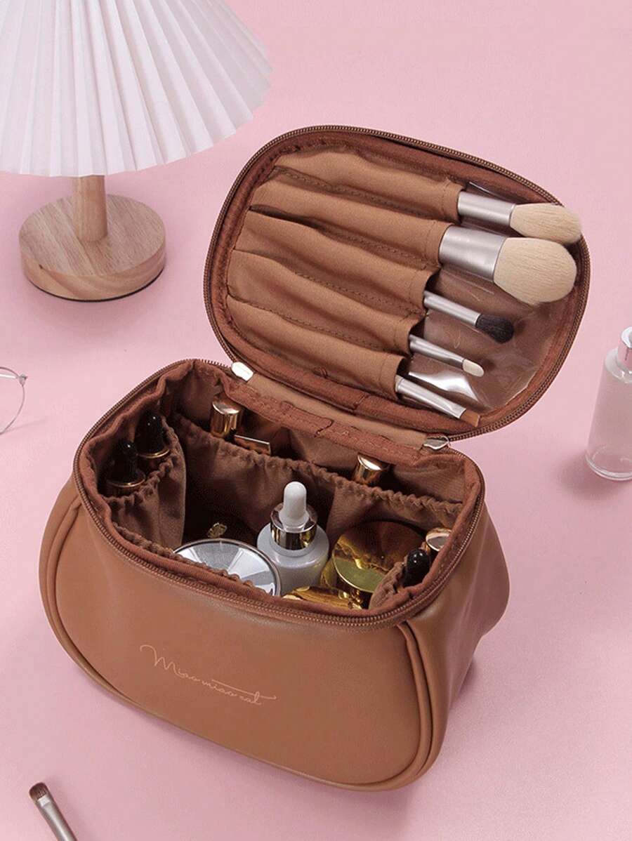 Large Capacity Travel Makeup Bag Storage Makeup Organizer Makeup Case - Mocha Brown - View 1