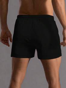 Manfinity Homme Men Plus Drawstring Waist Slant Pocket Shorts Sweat Plain Black Size - Black - View 2