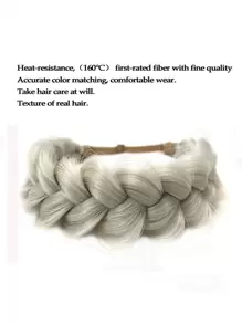 Braided Synthetic Hair Headband - Grey - View 4