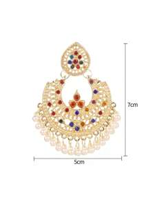 1對歐美時尚多色假珍珠流蘇耳環 - 彩色 - 查看 4