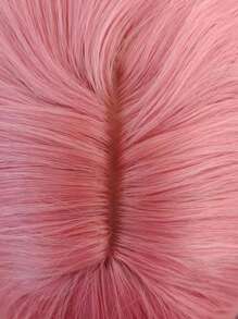 Tóc giả tổng hợp xoăn trung bình có tóc mái - Hồng - Xem 5