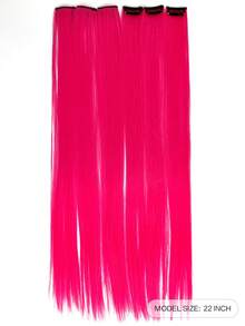 6 cái kẹp trong phần mở rộng tóc tổng hợp dài thẳng - Hồng - Xem 2