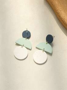 1雙綠色混合性陶瓷質感紋理亞克力耳環 - 青檸色 - 查看 2