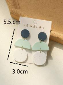 1雙綠色混合性陶瓷質感紋理亞克力耳環 - 青檸色 - 查看 4