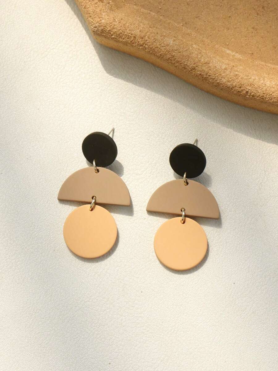 1 đôi bông tai thả acrylic kết hợp gốm kết hợp màu nâu - Cà phê nâu - Xem 1