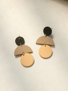 1 đôi bông tai thả acrylic kết hợp gốm kết hợp màu nâu - Cà phê nâu - Xem 2