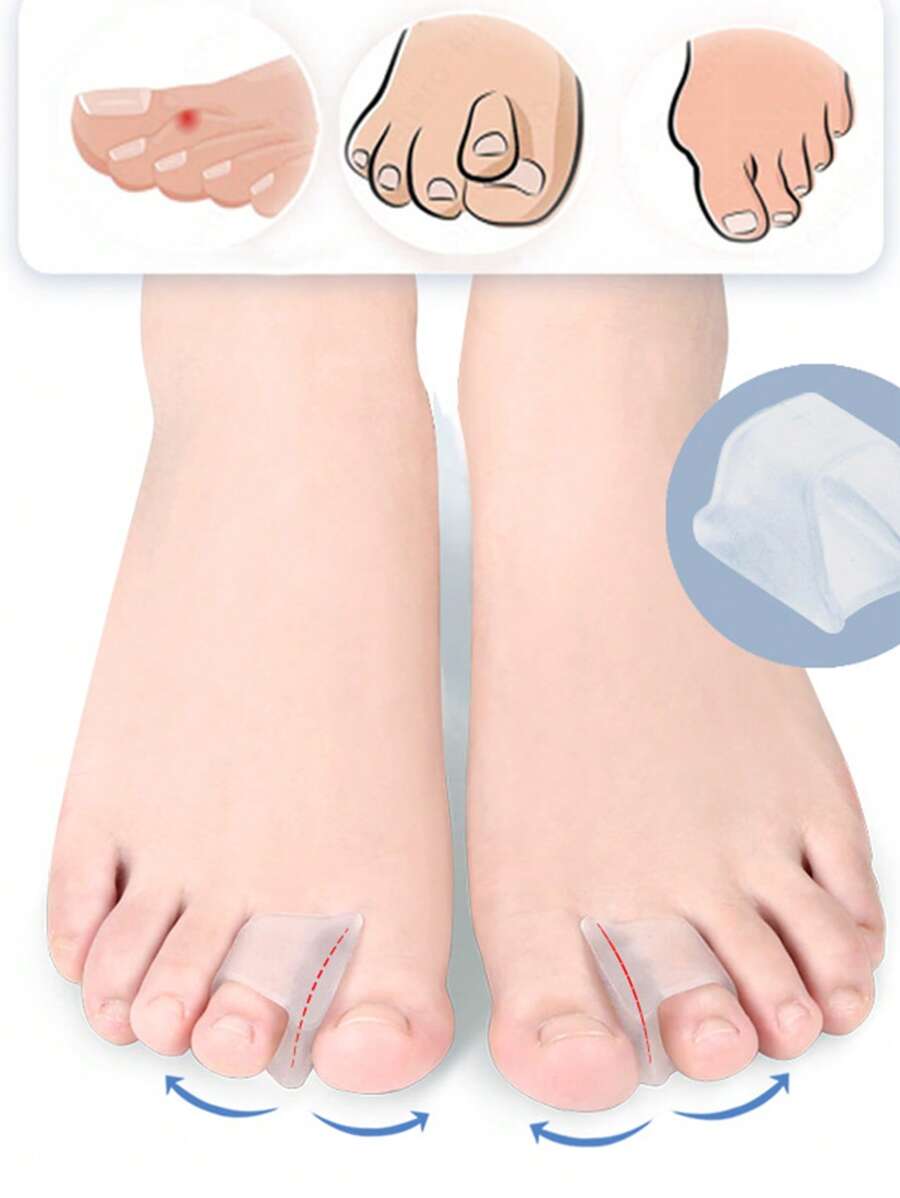 Toe Separators For Women And Men, Yoga Toes, Silicone Toe Spacers, Toes Spreaders For Feet, Toe Separators For Overlapping Toes, Foot Care Tools(2 Count) - White - View 1