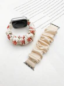 2入組白色布料時尚花卉印花 Apple Watch 錶帶 49/45/44/42/41/40/38 毫米，兼容 Apple Watch Series SE 8 7 6 5 4 3 2 1 - 彩色 - 查看 3