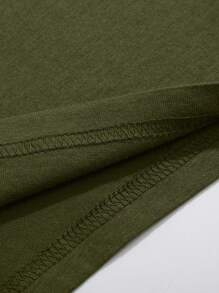 SHEIN LUNE Cartoon Avocado And Slogan Graphic Tee - Army Green - View 5