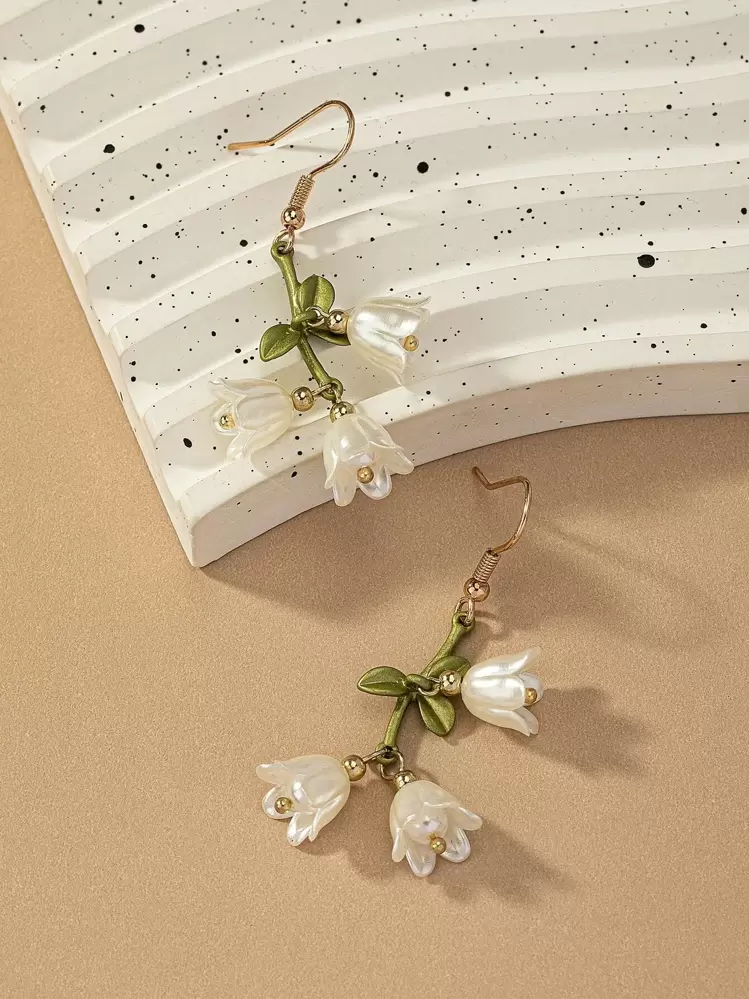 2 peças Brincos pendentes flor - Multicolorido - Visão 3