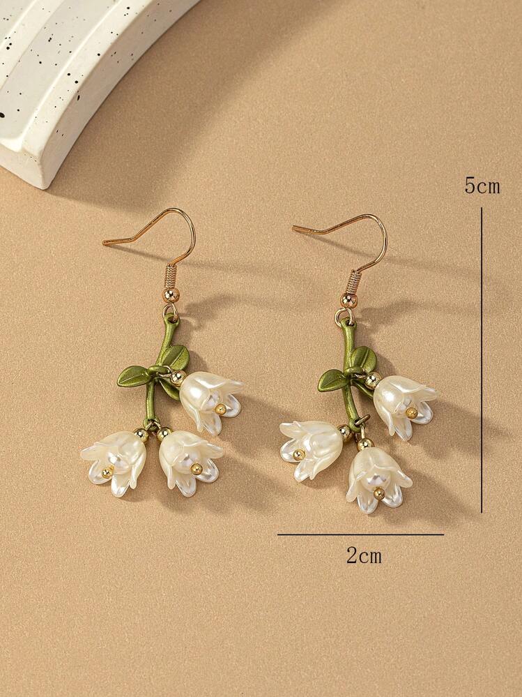 2 peças Brincos pendentes flor - Multicolorido - Visão 5