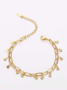 1 vòng tay bằng thép không gỉ đính cườm hai lớp Bohemian Beach Link - Vàng - Xem 1