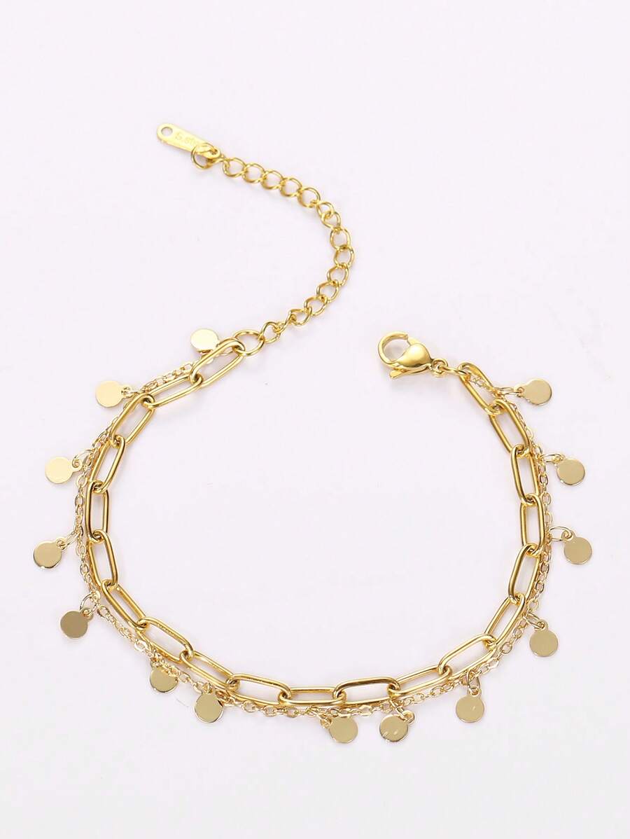 1 vòng tay bằng thép không gỉ đính cườm hai lớp Bohemian Beach Link - Vàng - Xem 1