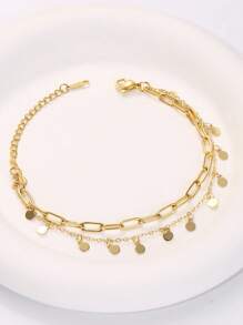 1 vòng tay bằng thép không gỉ đính cườm hai lớp Bohemian Beach Link - Vàng - Xem 3