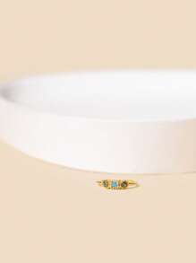 1入組時尚和優雅銅鑲嵌帶方晶鋯石刺穿鼻環適合女士,偉大禮品適用於派對銅首飾類 - 金黃色 - 查看 3