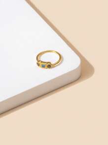 1入組時尚和優雅銅鑲嵌帶方晶鋯石刺穿鼻環適合女士,偉大禮品適用於派對銅首飾類 - 金黃色 - 查看 5