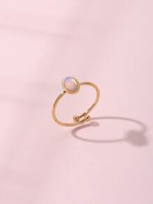 1 chiếc nhẫn thép không gỉ mạ vàng 14K lấy cảm hứng từ Dopamine phong cách Baroque bằng đá tự nhiên có thể điều chỉnh, thích hợp để đeo hàng ngày cho phụ nữ, quà tặng, nhẫn thép không gỉ, nhẫn vàng nữ, phong cách Ins, Halloween, Giáng sinh, trang sức nữ - Nhiều màu - Xem 3