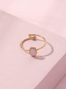 1 chiếc nhẫn thép không gỉ mạ vàng 14K lấy cảm hứng từ Dopamine phong cách Baroque bằng đá tự nhiên có thể điều chỉnh, thích hợp để đeo hàng ngày cho phụ nữ, quà tặng, nhẫn thép không gỉ, nhẫn vàng nữ, phong cách Ins, Halloween, Giáng sinh, trang sức nữ - Nhiều màu - Xem 4