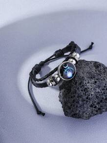 1入組十二星座多層編織夜光星空手鍊男士女士朋克情侶手繩 - 彩色 - 查看 2