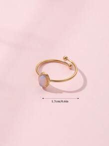 1 chiếc nhẫn thép không gỉ mạ vàng 14K lấy cảm hứng từ Dopamine phong cách Baroque bằng đá tự nhiên có thể điều chỉnh, thích hợp để đeo hàng ngày cho phụ nữ, quà tặng, nhẫn thép không gỉ, nhẫn vàng nữ, phong cách Ins, Halloween, Giáng sinh, trang sức nữ - Nhiều màu - Xem 5