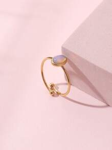 1 chiếc nhẫn thép không gỉ mạ vàng 14K lấy cảm hứng từ Dopamine phong cách Baroque bằng đá tự nhiên có thể điều chỉnh, thích hợp để đeo hàng ngày cho phụ nữ, quà tặng, nhẫn thép không gỉ, nhẫn vàng nữ, phong cách Ins, Halloween, Giáng sinh, trang sức nữ - Nhiều màu - Xem 6