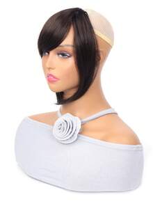 Flecos recto sintético pelo - Marrón - Ver 4