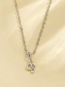 1入組製作音樂紙卡和音符形狀吊墜項鍊 - 銀色 - 查看 2