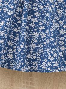 SHEIN 嬰兒碎花吊帶連衣裙 - 藍白色 - 查看 3