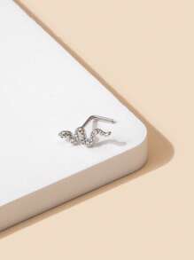 1 pieza anillo de nariz y tachuela con diseño de serpiente de cobre elegante y a la moda para mujer, joyería de cobre para regalo de fiesta - Plateado - Ver 2