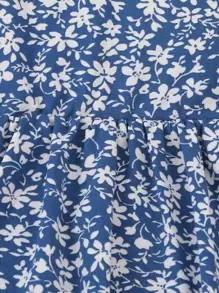 SHEIN 嬰兒碎花吊帶連衣裙 - 藍白色 - 查看 5