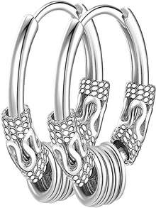 1對不銹鋼復古西式嘻哈黑色耳釘男士街舞情侶禮物 - 銀色 - 查看 3