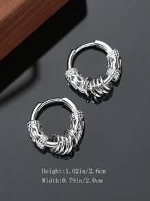 1對不銹鋼復古西式嘻哈黑色耳釘男士街舞情侶禮物 - 銀色 - 查看 5