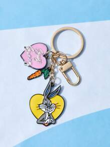 LOONEY TUNES X SHEIN 1pc Women Cartoon Rabbit & Heart Decor Cute Keychain For Decoration - Multicolor - View 1