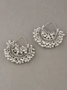 1 对复古风铃铛耳环，适合日常佩戴 - 銀色 - 查看 3