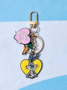 LOONEY TUNES X SHEIN 1pc Women Cartoon Rabbit & Heart Decor Cute Keychain For Decoration - Multicolor - View 4