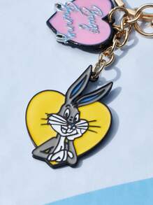 LOONEY TUNES X SHEIN 1pc Women Cartoon Rabbit & Heart Decor Cute Keychain For Decoration - Multicolor - View 7