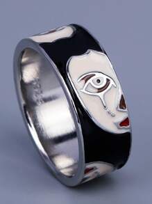 1入組時髦琺瑯小丑戒指帶卡通設計適用於夜店派對女士配件銅首飾類 - 彩色 - 查看 1