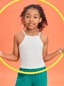 SHEIN Chicas Top de tirantes unicolor - Blanco - Ver 1