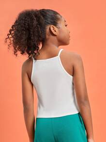 SHEIN Chicas Top de tirantes unicolor - Blanco - Ver 2
