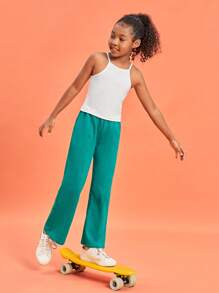 SHEIN Chicas Top de tirantes unicolor - Blanco - Ver 4