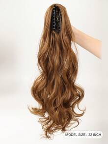 Long Curly Ponytail Synthetic Hair Extension - Light Brown - View 2