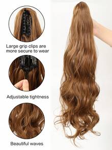 Long Curly Ponytail Synthetic Hair Extension - Light Brown - View 4