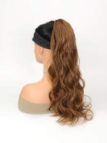 Long Curly Ponytail Synthetic Hair Extension - Light Brown - View 6