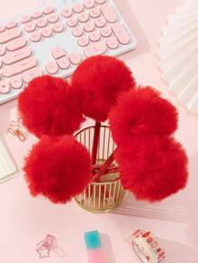 xiao long ge 5支裝素色絨球裝飾木鉛筆創意多功能木鉛筆適合辦公室、學生、寫作、繪畫 - 彩色 - 查看 4