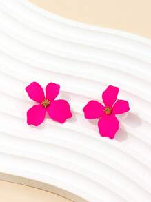 1 Đôi Bông Tai Men Hoa Tươi Morandi Màu Cho Nữ, Lý Tưởng Cho Kỳ Nghỉ & Du Lịch, Thiết Kế Cánh Hoa Ngọt Ngào - Màu Hồng Tươi - Xem 5