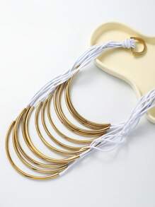 1入組時尚簡約多層金屬管式女式圍兜項鍊 - 白色 - 查看 1