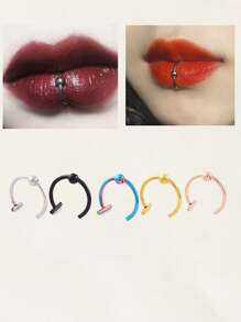 5 Cái/bộ Ngộ Nghĩnh Đính Hạt Thép Không Gỉ Trang Trí Nhẫn Môi Labret Cho Nữ Trang Trí Hàng Ngày - Nhiều màu - Xem 2