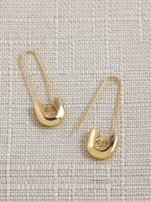 1pair Women's Simple & Versatile Alloy Brooch Earrings - Yellow Gold - View 1