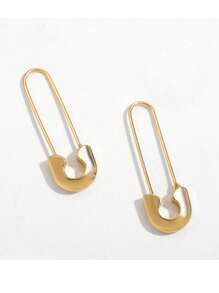 1pair Women's Simple & Versatile Alloy Brooch Earrings - Yellow Gold - View 5
