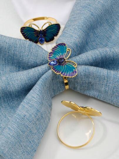 1入組蝴蝶裝飾餐巾環現代昆蟲裝飾鋅合金餐桌餐巾架環